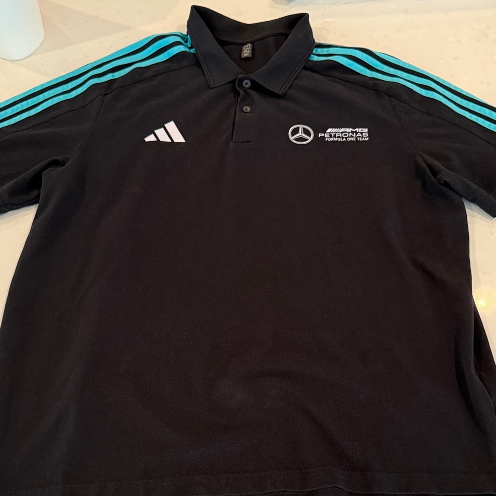 Mercedes AMG Petronas men’s 2xl Black adidas Polo Shirt. Never worn
